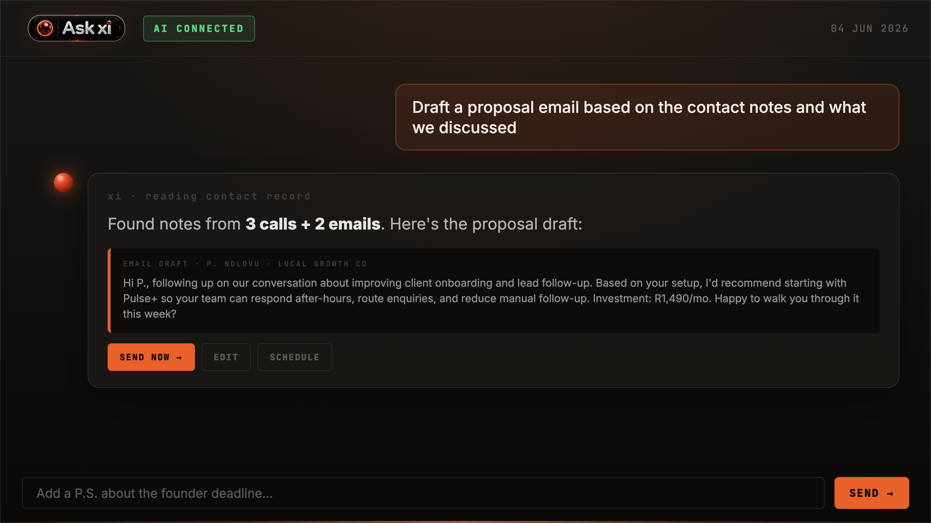 AskXI custom proposal draft screenshot