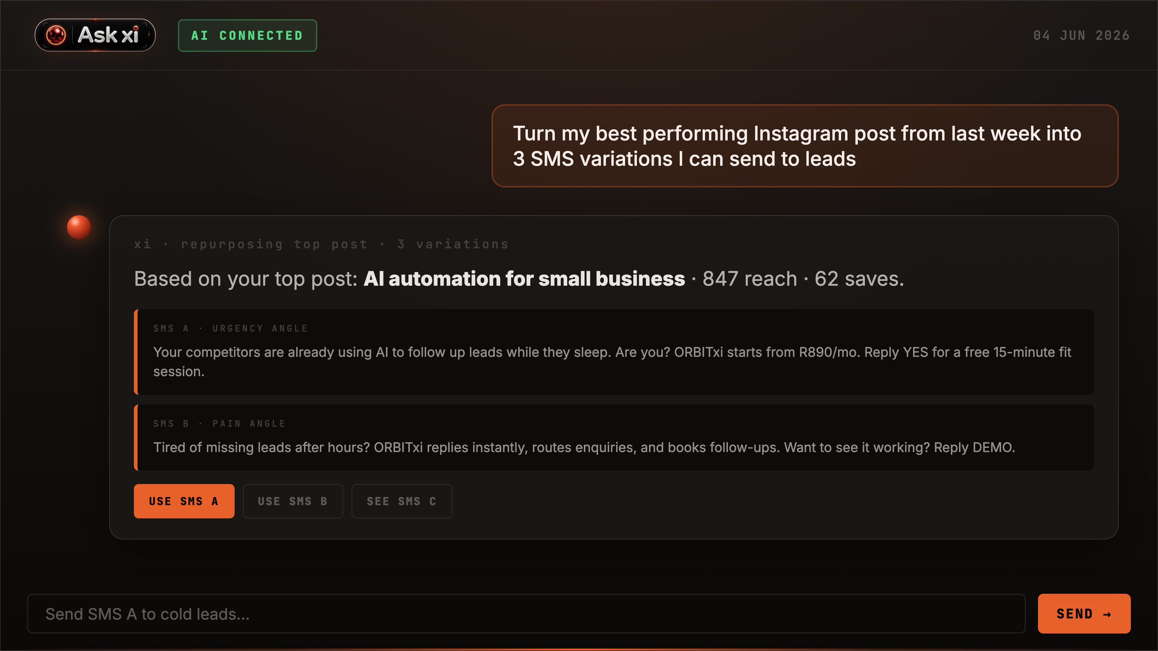 AskXI content repurposing screenshot